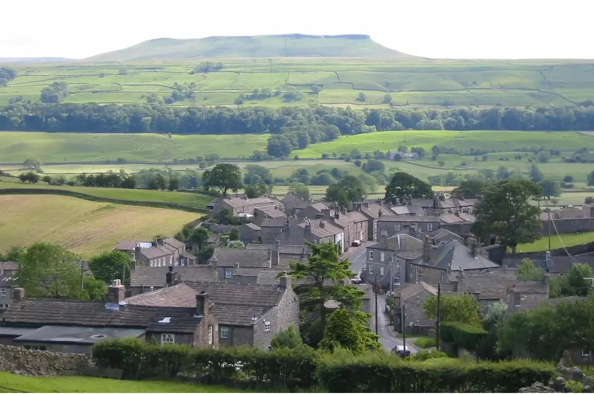 Askrigg village with Addlebrough beyond